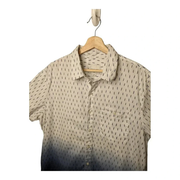 American Eagle Mens Size L Flex Dip-Dye Blue White Short Sleeve Button Up Shirt - Picture 3 of 13